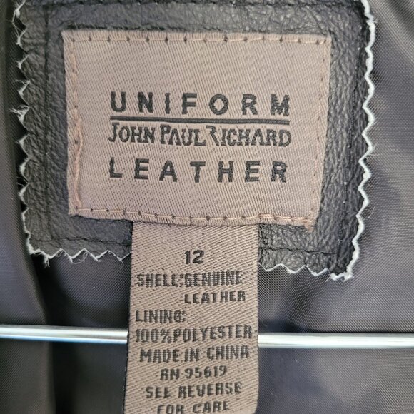 JohnPaulRichard Black Leather Blazer Like-New Women's Medium/size 10 - Picture 9 of 11